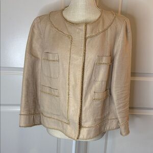 GAP Women's Tan Blazer with Fringe Accents